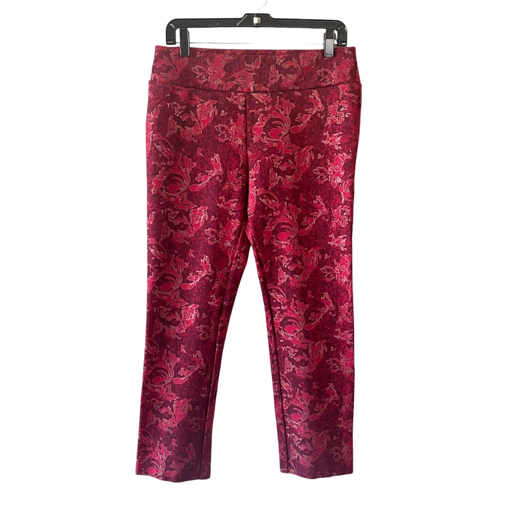 SOFT SURROUNDINGS Women’s Size Medium Red/Gold Pull On Straight Leg Ankle Pants